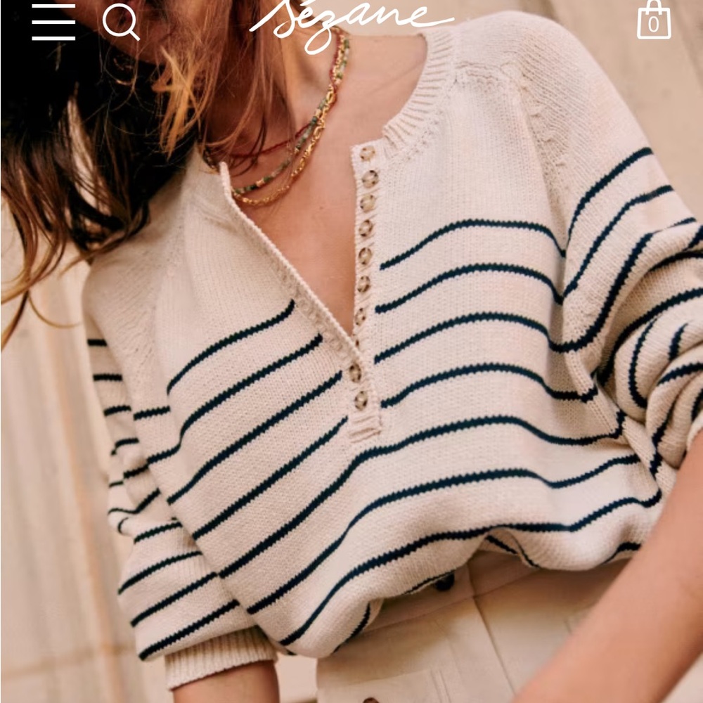 Sesame Léontine Jumper Ecru Navy